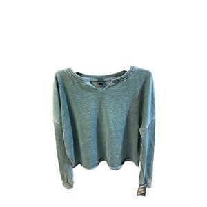 Cut Out V-Neck Midriff Sweatshirt Art Class Juniors XXL (18) Pine